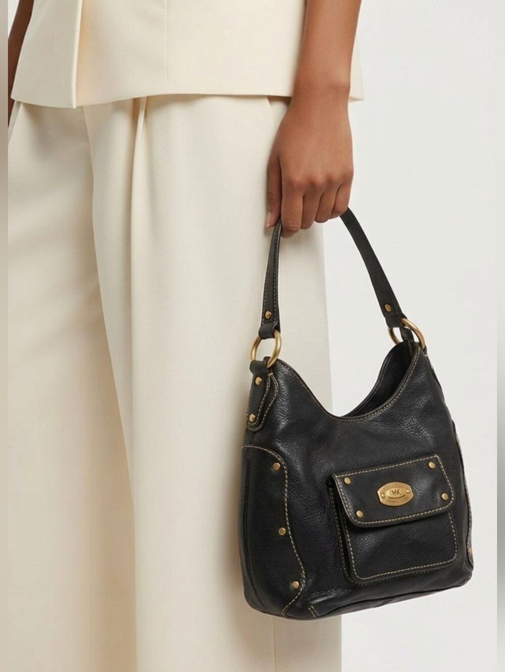 Michael Kors Vintage Leather Shoulder Hobo Bag